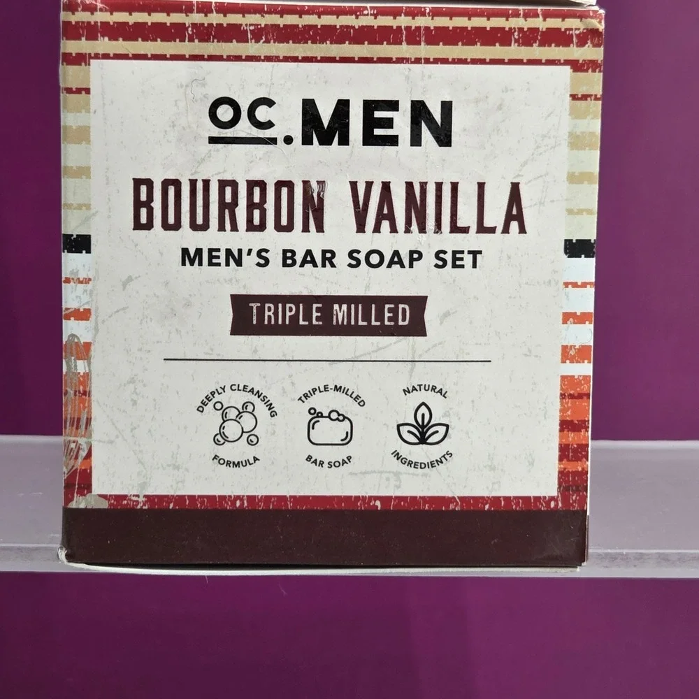 OC MEN Bar Soap Set Men 15oz Bourbon Vanilla Triple Milled Organic Olive Oil